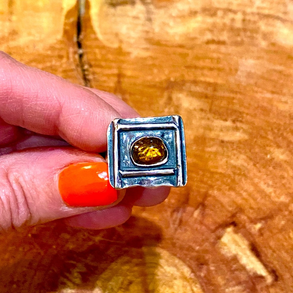 Sterling silver and topaz ring